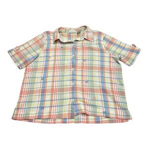 Alfred Dunner Shells & Flowers Button Up Short Sleeve Shirt Women's Size 12